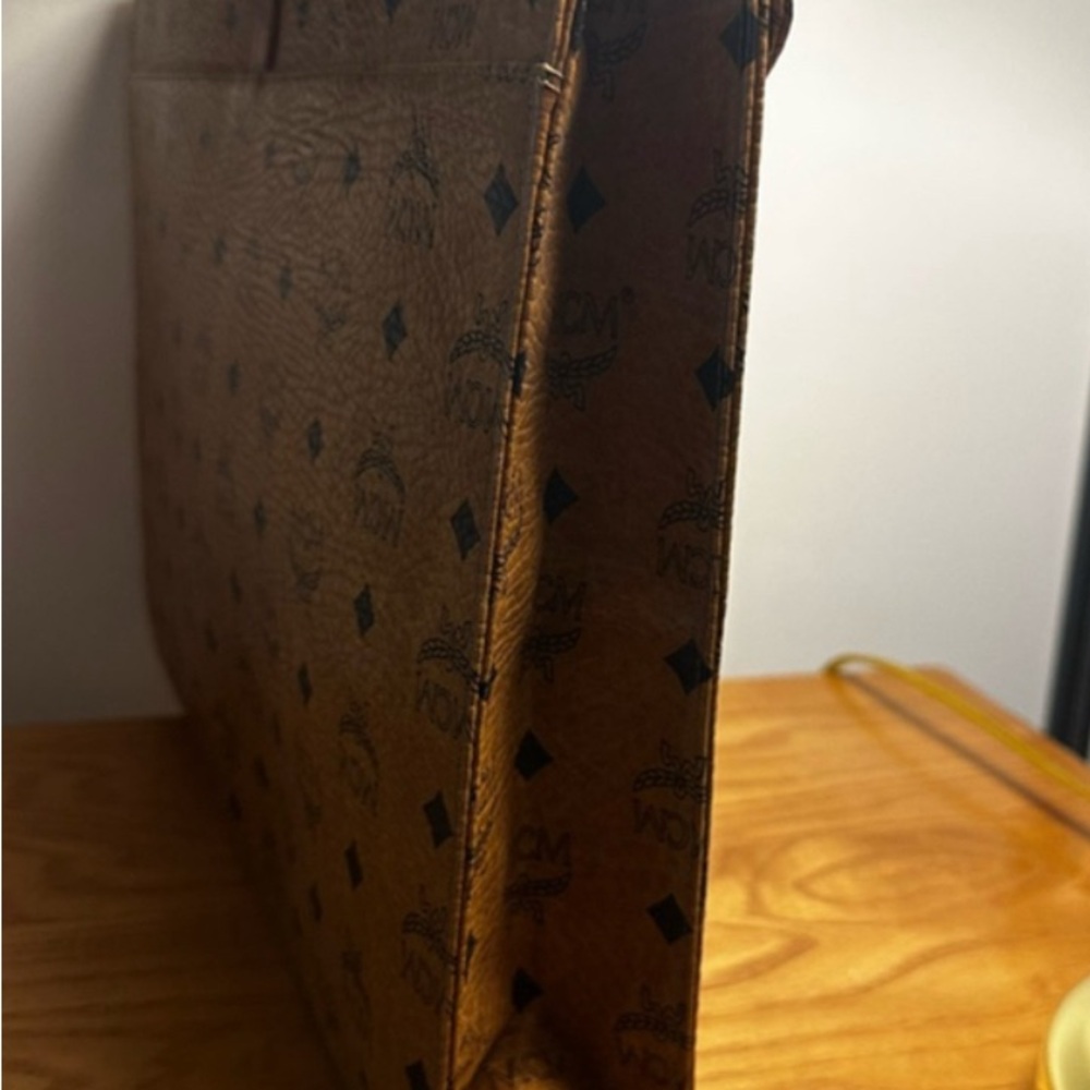 MCM Tan Leather Briefcase with Monogram - Picture 3 of 12